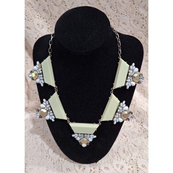 Vintage Statement Necklace With Geometric Triangles & Floral Motif-Excellent Use - Picture 2 of 5